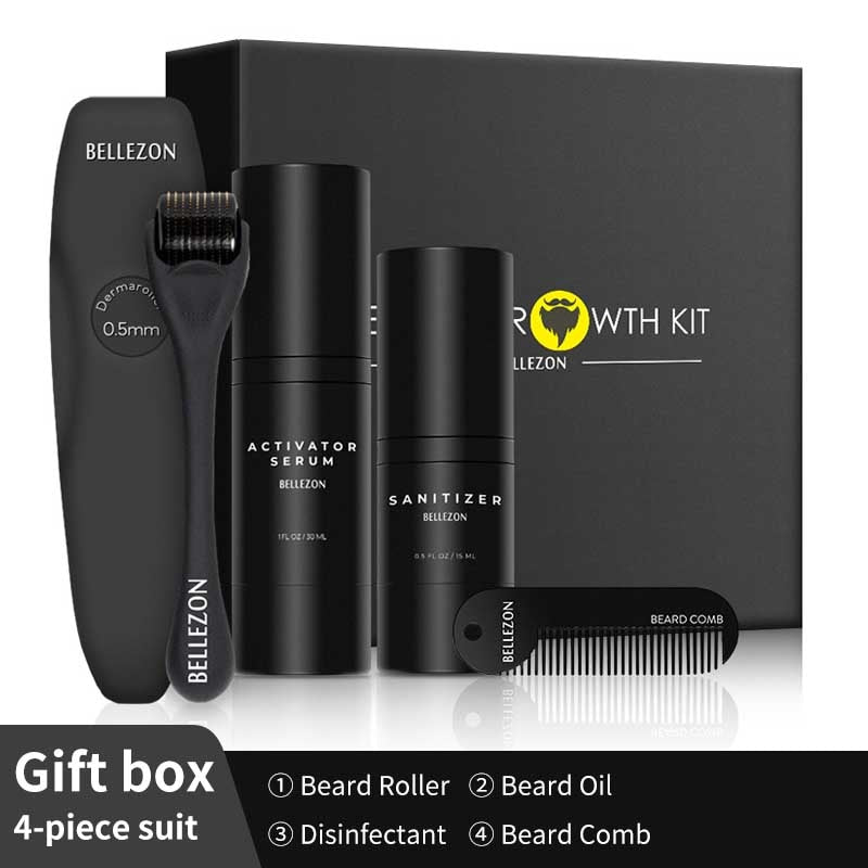 4 Pcs/Set Beard Growth Kit Men's Beard Growth Oil Nourishing Enhancer Beard Oil Beard Care With Comb Beard Roller Beard Oil - Premium 0 from TIKIJTRONICS - Just $16.24! Shop now at TIKIJTRONICS