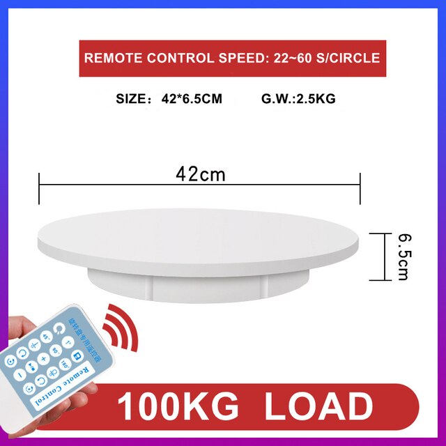 42/60CM Remote Control Rotating Display Stand 360° Panoramic Automatic Rotating Display Turntable 100KG Load Exhibition Rotation - TIKIJTRONICS 0 SPECIFICATIONSWeight: 2.5-4.6kgProduct Load: 100KGPhotography Accessories Type: BaseplatePackage: YesOrigin: Mainland ChinaModel Number: AC-RT420-600Material: ABSColor: White/BlackBrand Name: advicho TIKIJTRONICS  (Store description)