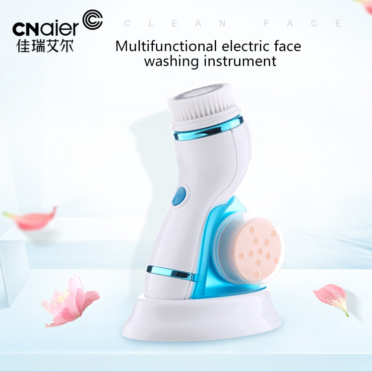 4 in 1 Electric Facial Cleansing Brush Skin Scrubber Deep Face Cleaning Peeling Machine Pore Cleaner Roller Massager - TIKIJTRONICS 0 SPECIFICATIONSWaterproof Standard: IPX-6Wash Face Cleaning Machine: Electric Facial CleanserType: Facial Cleansing BrushesPower Source: USB ChargerOrigin: Mainland ChinaNumber of Pieces: One UnitFunction: Facial CleanCommodity Quality Certification: ceCertification: CEBrand Name: Ulian TIKIJTRONICS  (Store description)