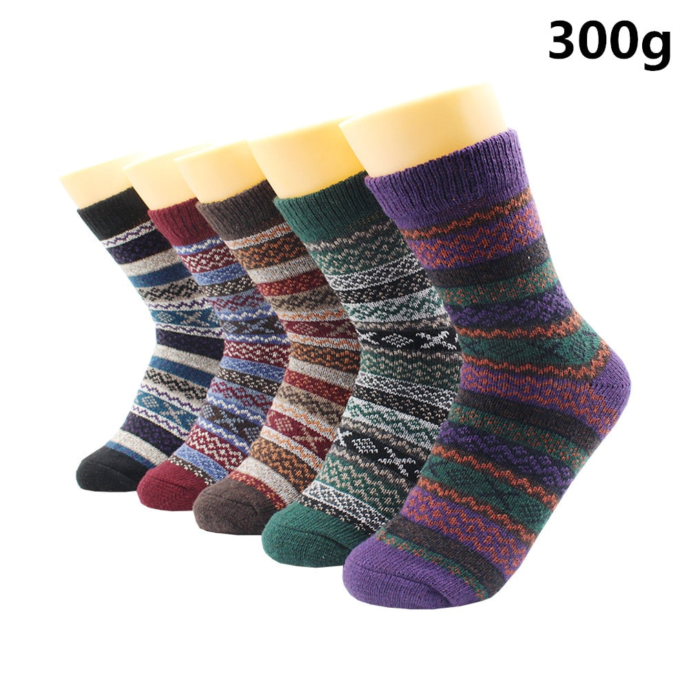 5 Pairs Winter Warmer Women Thicken Thermal Wool Cashmere Snow Socks Fashion Casual Euramerican National Wool Socks for Women - Premium 0 from TIKIJTRONICS - Just $10.01! Shop now at TIKIJTRONICS