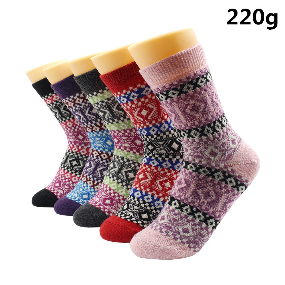 5 Pairs Winter Warmer Women Thicken Thermal Wool Cashmere Snow Socks Fashion Casual Euramerican National Wool Socks for Women - Premium 0 from TIKIJTRONICS - Just $10.01! Shop now at TIKIJTRONICS