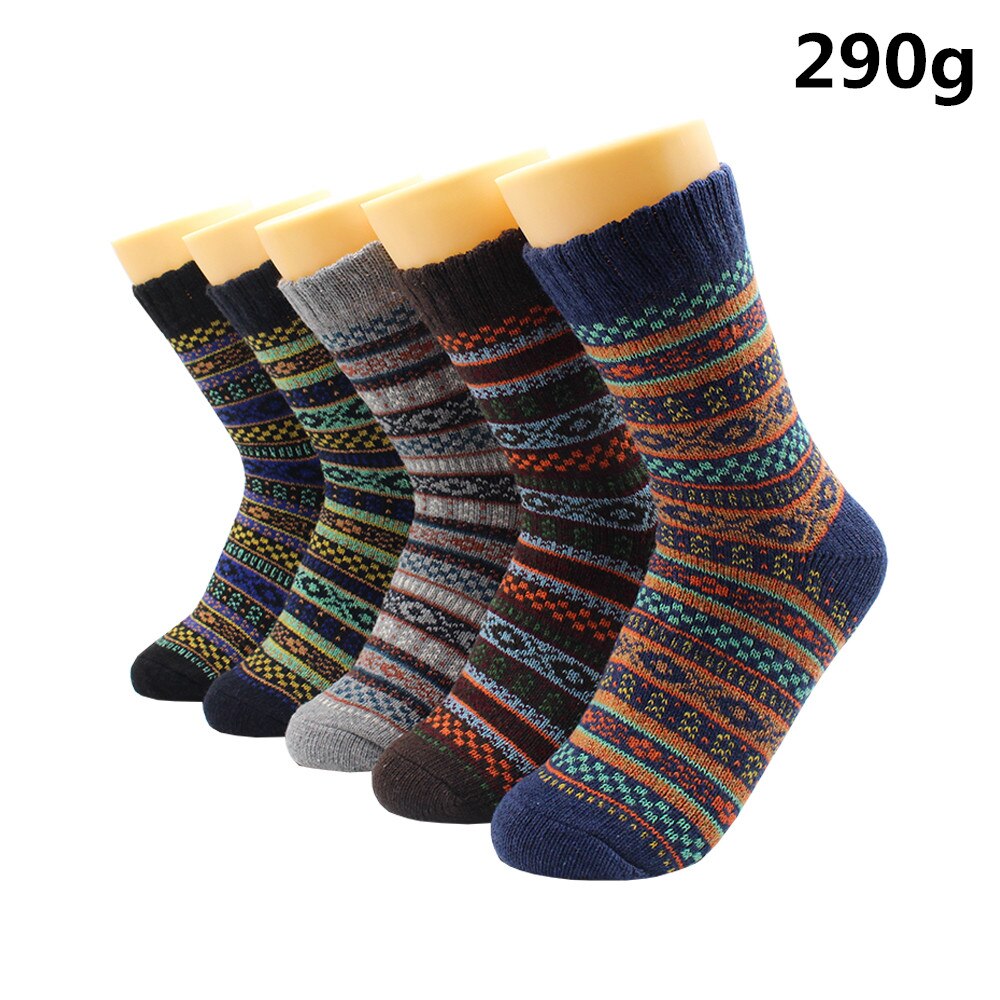 5 Pairs Winter Warmer Women Thicken Thermal Wool Cashmere Snow Socks Fashion Casual Euramerican National Wool Socks for Women - TIKIJTRONICS # 0