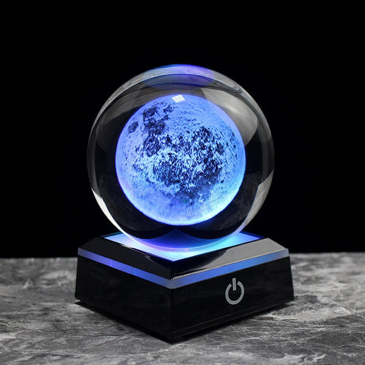 60MM80MM 3D Crystal Moon Ball Glass Sphere Snow Globe Laser Engraved Solar System Miniature Model Home Decor Astronomy Gift - TIKIJTRONICS 0 SPECIFICATIONSOrigin: ES(Origin)Material: Crystal TIKIJTRONICS  (Store description)