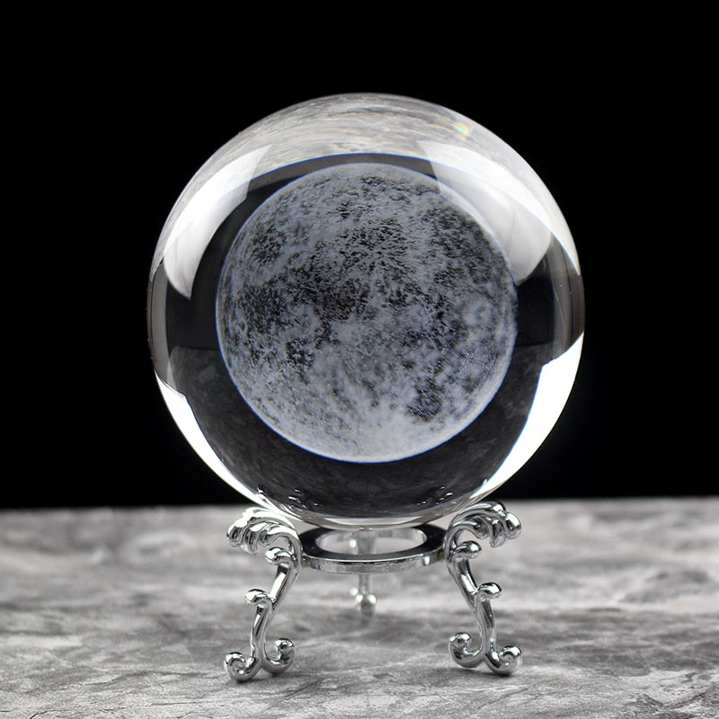 60MM80MM 3D Crystal Moon Ball Glass Sphere Snow Globe Laser Engraved Solar System Miniature Model Home Decor Astronomy Gift - TIKIJTRONICS 0 SPECIFICATIONSOrigin: ES(Origin)Material: Crystal TIKIJTRONICS  (Store description)