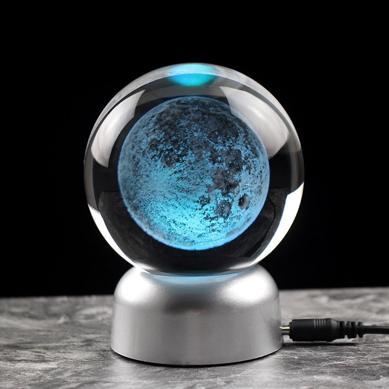 60MM80MM 3D Crystal Moon Ball Glass Sphere Snow Globe Laser Engraved Solar System Miniature Model Home Decor Astronomy Gift - TIKIJTRONICS 0 SPECIFICATIONSOrigin: ES(Origin)Material: Crystal TIKIJTRONICS  (Store description)