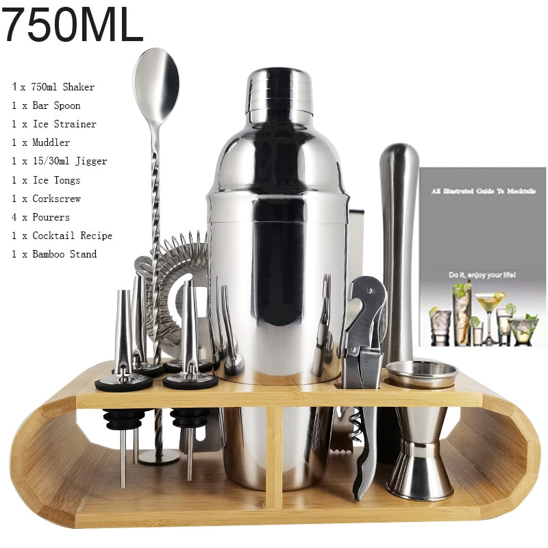 750ml/600ml Stainless Steel Bar Cocktail Shaker Set Barware Tools Shaker Sets with Wooden Rack - TIKIJTRONICS 0 SPECIFICATIONSType: Bar ToolsShaker Capacity: 750ml or 550mlOrigin: Mainland ChinaModel Number: 3162Metal Type: Stainless SteelMaterial: MetalJigger Capacity: 15/30mlItem Name: Stainless Steel Cocktail ShakerFeature: Eco-FriendlyDiameter: 5-10cmCertification: LFGBBrand Name: BROTHERNEMCOBar Tools Type: Cocktail Shakers TIKIJTRONICS  (Store description)