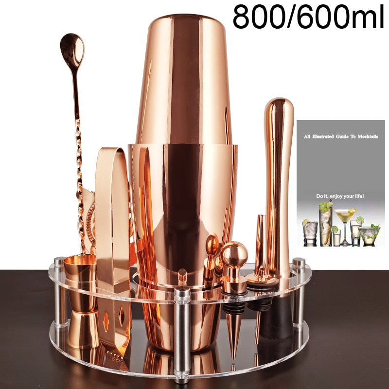 750ml/600ml Stainless Steel Bar Cocktail Shaker Set Barware Tools Shaker Sets with Wooden Rack - Premium 0 from TIKIJTRONICS - Just $10.19! Shop now at TIKIJTRONICS