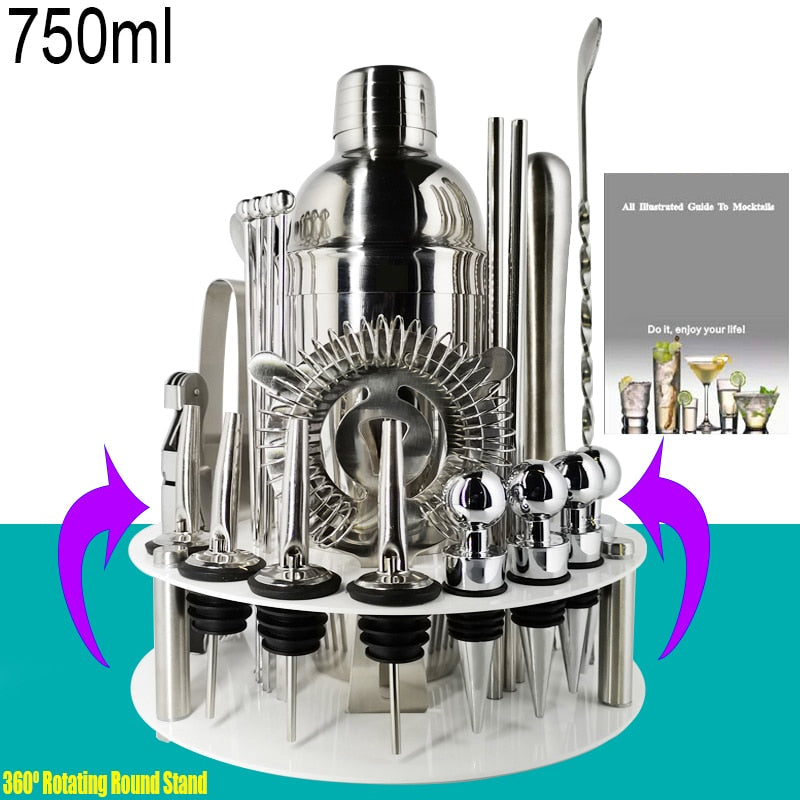 750ml/600ml Stainless Steel Bar Cocktail Shaker Set Barware Tools Shaker Sets with Wooden Rack - TIKIJTRONICS 0 SPECIFICATIONSType: Bar ToolsShaker Capacity: 750ml or 550mlOrigin: Mainland ChinaModel Number: 3162Metal Type: Stainless SteelMaterial: MetalJigger Capacity: 15/30mlItem Name: Stainless Steel Cocktail ShakerFeature: Eco-FriendlyDiameter: 5-10cmCertification: LFGBBrand Name: BROTHERNEMCOBar Tools Type: Cocktail Shakers TIKIJTRONICS  (Store description)