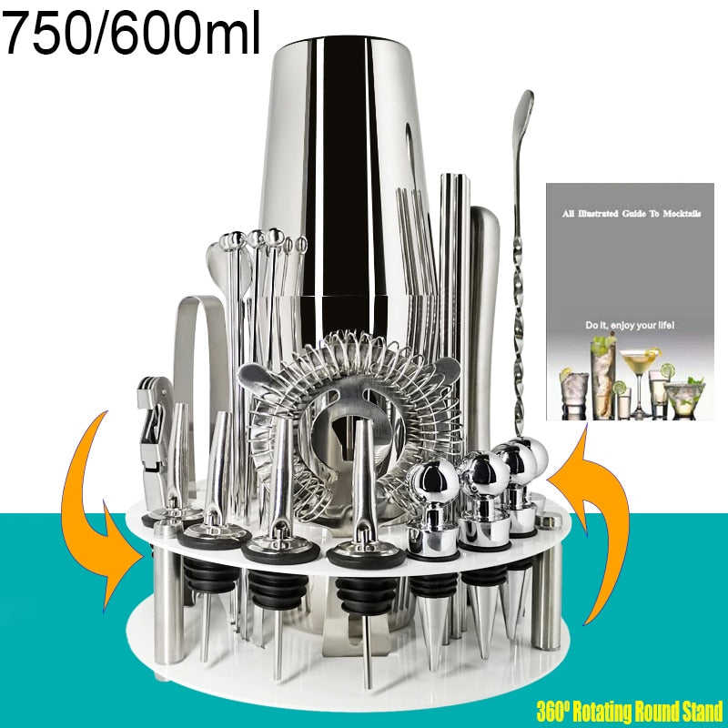 750ml/600ml Stainless Steel Bar Cocktail Shaker Set Barware Tools Shaker Sets with Wooden Rack - TIKIJTRONICS 0 SPECIFICATIONSType: Bar ToolsShaker Capacity: 750ml or 550mlOrigin: Mainland ChinaModel Number: 3162Metal Type: Stainless SteelMaterial: MetalJigger Capacity: 15/30mlItem Name: Stainless Steel Cocktail ShakerFeature: Eco-FriendlyDiameter: 5-10cmCertification: LFGBBrand Name: BROTHERNEMCOBar Tools Type: Cocktail Shakers TIKIJTRONICS  (Store description)