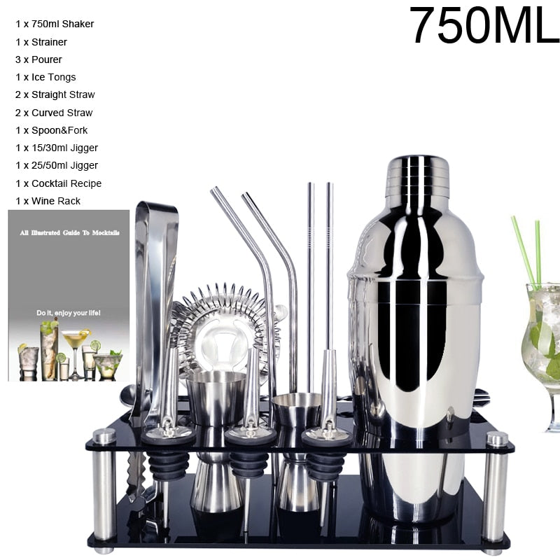 750ml/600ml Stainless Steel Bar Cocktail Shaker Set Barware Tools Shaker Sets with Wooden Rack - TIKIJTRONICS 0 SPECIFICATIONSType: Bar ToolsShaker Capacity: 750ml or 550mlOrigin: Mainland ChinaModel Number: 3162Metal Type: Stainless SteelMaterial: MetalJigger Capacity: 15/30mlItem Name: Stainless Steel Cocktail ShakerFeature: Eco-FriendlyDiameter: 5-10cmCertification: LFGBBrand Name: BROTHERNEMCOBar Tools Type: Cocktail Shakers TIKIJTRONICS  (Store description)