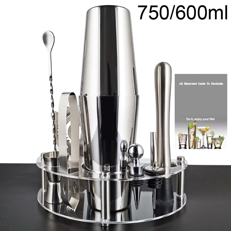 750ml/600ml Stainless Steel Bar Cocktail Shaker Set Barware Tools Shaker Sets with Wooden Rack - TIKIJTRONICS 0 SPECIFICATIONSType: Bar ToolsShaker Capacity: 750ml or 550mlOrigin: Mainland ChinaModel Number: 3162Metal Type: Stainless SteelMaterial: MetalJigger Capacity: 15/30mlItem Name: Stainless Steel Cocktail ShakerFeature: Eco-FriendlyDiameter: 5-10cmCertification: LFGBBrand Name: BROTHERNEMCOBar Tools Type: Cocktail Shakers TIKIJTRONICS  (Store description)