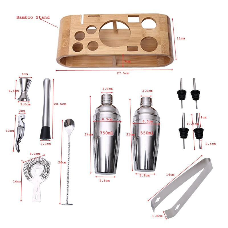 750ml/600ml Stainless Steel Bar Cocktail Shaker Set Barware Tools Shaker Sets with Wooden Rack - TIKIJTRONICS 0 SPECIFICATIONSType: Bar ToolsShaker Capacity: 750ml or 550mlOrigin: Mainland ChinaModel Number: 3162Metal Type: Stainless SteelMaterial: MetalJigger Capacity: 15/30mlItem Name: Stainless Steel Cocktail ShakerFeature: Eco-FriendlyDiameter: 5-10cmCertification: LFGBBrand Name: BROTHERNEMCOBar Tools Type: Cocktail Shakers TIKIJTRONICS  (Store description)