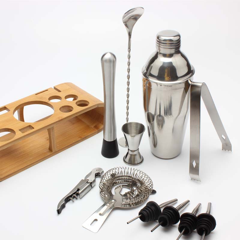 750ml/600ml Stainless Steel Bar Cocktail Shaker Set Barware Tools Shaker Sets with Wooden Rack - TIKIJTRONICS 0 SPECIFICATIONSType: Bar ToolsShaker Capacity: 750ml or 550mlOrigin: Mainland ChinaModel Number: 3162Metal Type: Stainless SteelMaterial: MetalJigger Capacity: 15/30mlItem Name: Stainless Steel Cocktail ShakerFeature: Eco-FriendlyDiameter: 5-10cmCertification: LFGBBrand Name: BROTHERNEMCOBar Tools Type: Cocktail Shakers TIKIJTRONICS  (Store description)