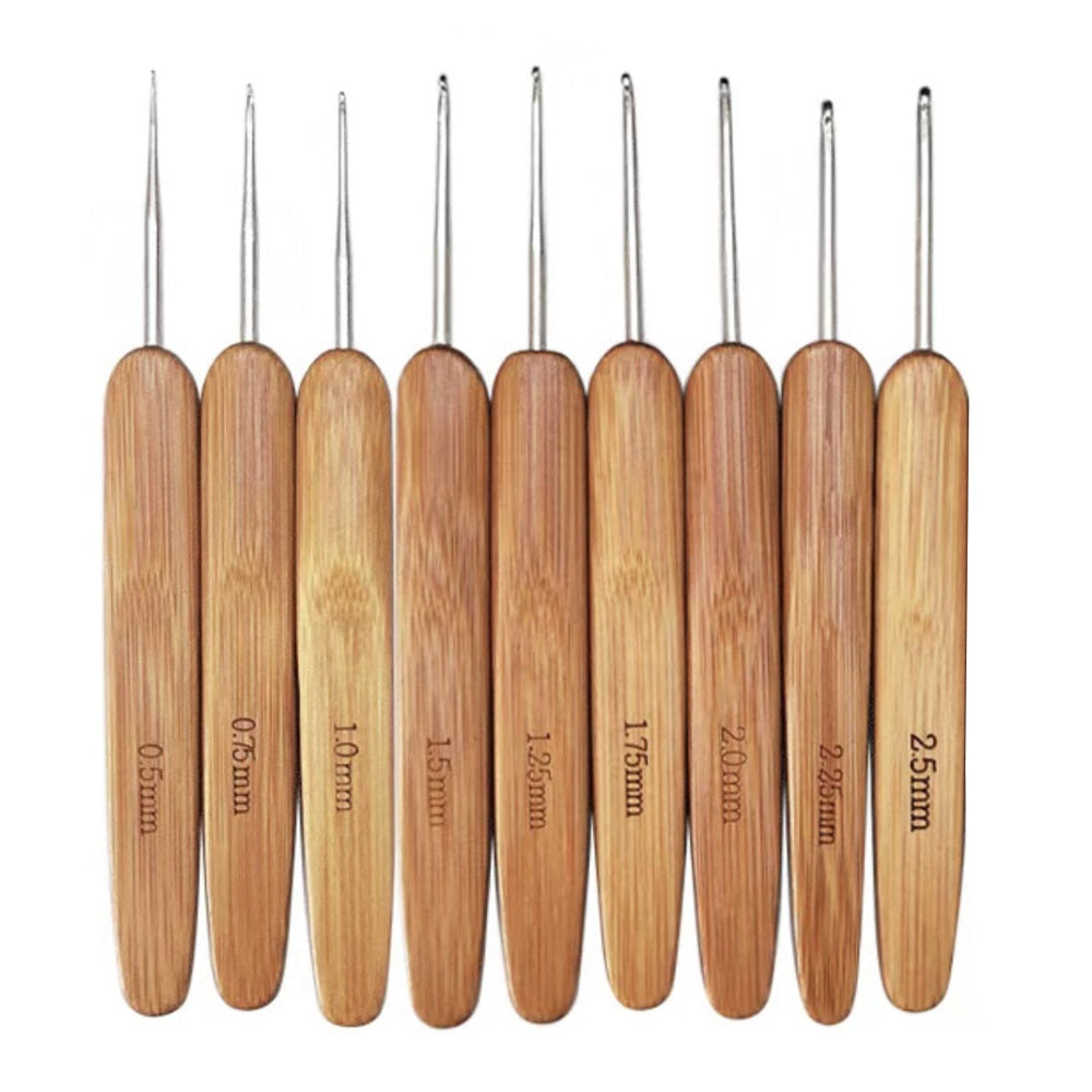 9pcs/Set 2mm-6mm Bamboo Knitting Needles Set Multicolor Knitting Hooks Set DIY Crochet Hooks Needles For Yarn Handle - TIKIJTRONICS 0 SPECIFICATIONSUse: KnittingType of Wholesale: noType: Knitting NeedleStyle: Sewing Needles ToolSize: 2-6mmSet Type: YESPacking: 9pcs/setOrigin: Mainland ChinaMaterial: Wood+metalLength: 14cmItem name: Crochet Hooks SetFeature: Knitting NeedlesBrand Name: FLRHSJX TIKIJTRONICS  (Store description)