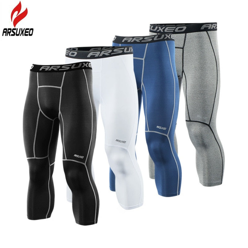 ARSUXEO New Men's Running Tights Compression Sport Leggings Gym Fitness Sportswear Training Yoga Pants for Men Cropped Trousers - Premium 0 from TIKIJTRONICS - Just $14.39! Shop now at TIKIJTRONICS