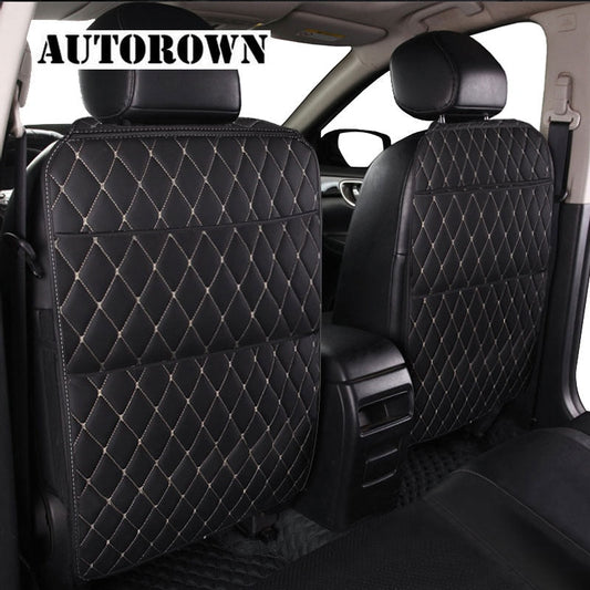 AUTOROWN Car Seat Back Protector For Toyota Lada Kia Lexus PU Leather Car Seat Storage Bag Automobile Accessories Anti Kick Mat - TIKIJTRONICS # 0