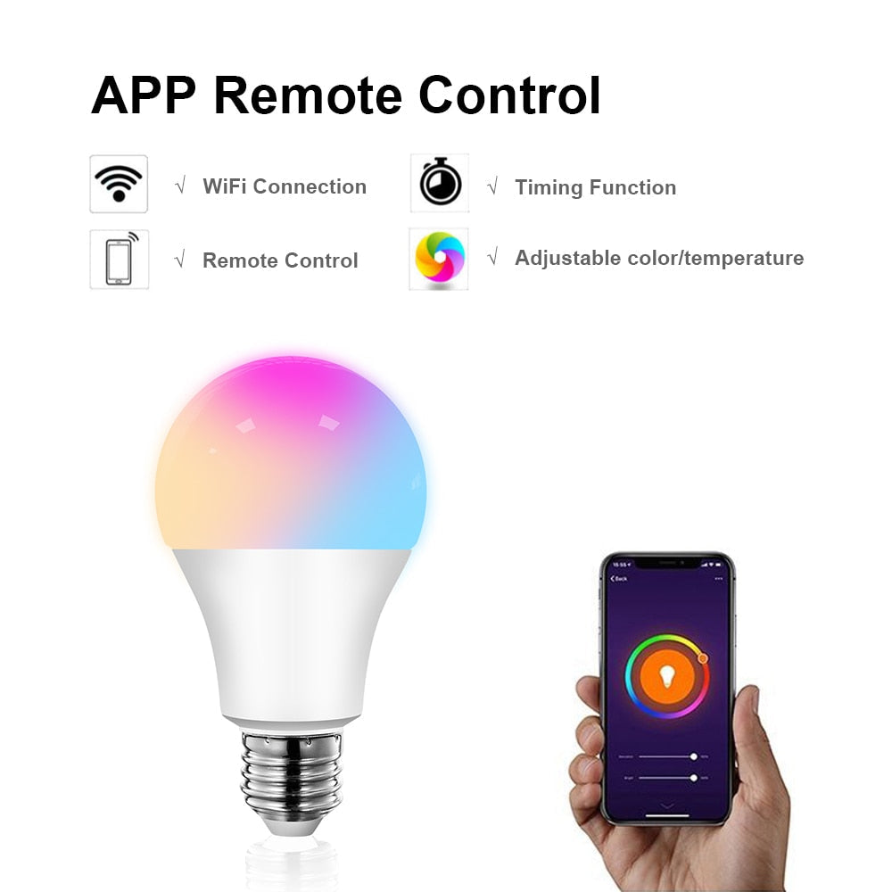 AVATTO Tuya 15W WiFi Smart Home Light Bulb, E27 RGB LED Lamp Dimmable with Smart Life APP, Voice Control for Google Home, Alexa - TIKIJTRONICS 0 SPECIFICATIONSState of Assembly: Ready-to-GoOrigin: Mainland ChinaModel Number: WB01Model Number: wifi light bulbCompatible: Google Assistant , AlexaCompatibility: All CompatibleColor temperature: Cold White / Warm WhiteCertification: CECamera Equipped: NoBrand Name: AVATTOAPP: Smart life / tuya TIKIJTRONICS  (Store description)