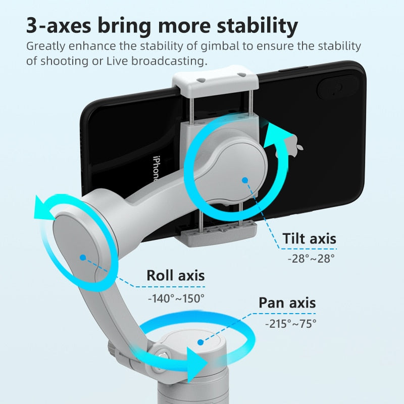 AXNEN HQ3 3-Axis Foldable Smartphone Handheld Gimbal Cellphone Video Record Vlog Stabilizer for iPhone 13 Xiaomi Huawei Samsung.