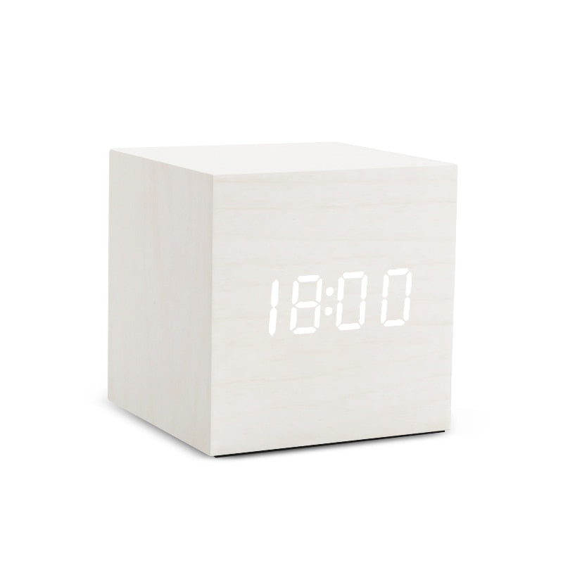 Alarm Clock LED Wooden Watch Table Voice Control Digital Wood Despertador USB/AAA Powered Electronic Desktop Clocks - Premium 0 from TIKIJTRONICS - Just $10.27! Shop now at TIKIJTRONICS