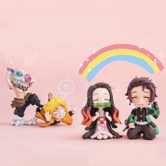 Anime GK Figure Demon Slayer Kimetsu No Yaiba Kamado Nezuko Agatsuma Zenitsu Cute Toys for Kids Collectible Model PVC Doll - TIKIJTRONICS # 0