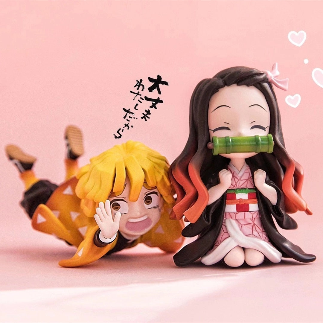 Anime GK Figure Demon Slayer Kimetsu No Yaiba Kamado Nezuko Agatsuma Zenitsu Cute Toys for Kids Collectible Model PVC Doll - TIKIJTRONICS # 0