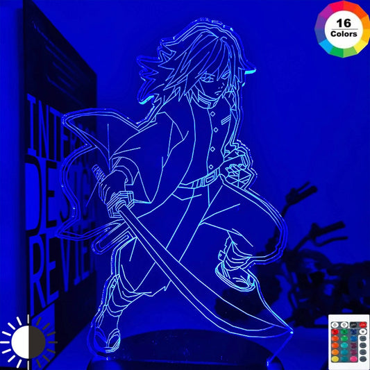 Anime Kimetsu No Yaiba Giyu Tomioka Light for Bedroom Decor Child Kids Birthday Gift Manga Gadget Giyuu Lamp Demon Slayer - TIKIJTRONICS # 0