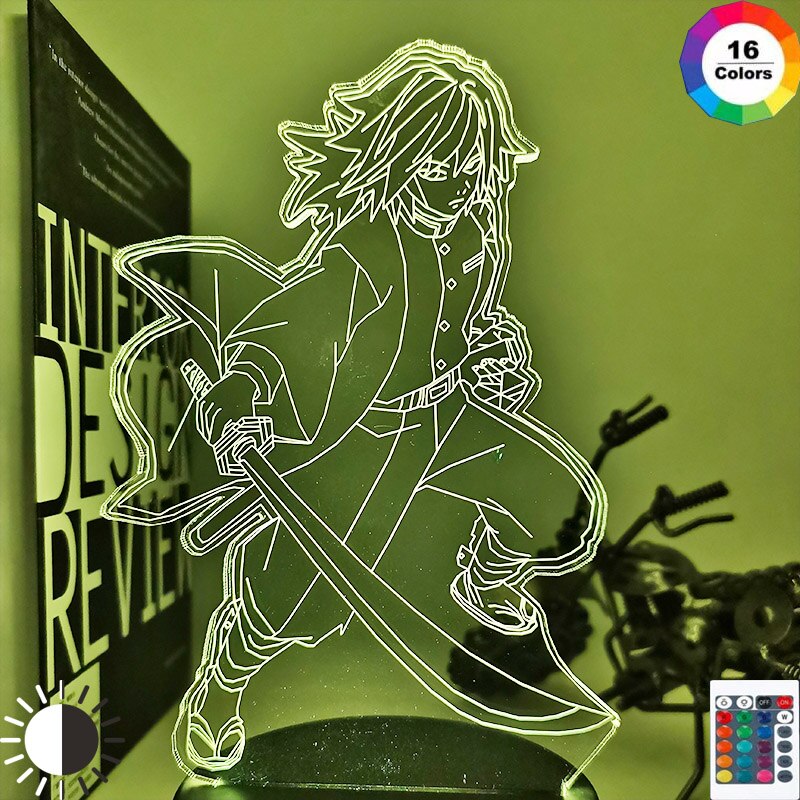 Anime Kimetsu No Yaiba Giyu Tomioka Light for Bedroom Decor Child Kids Birthday Gift Manga Gadget Giyuu Lamp Demon Slayer - TIKIJTRONICS # 0