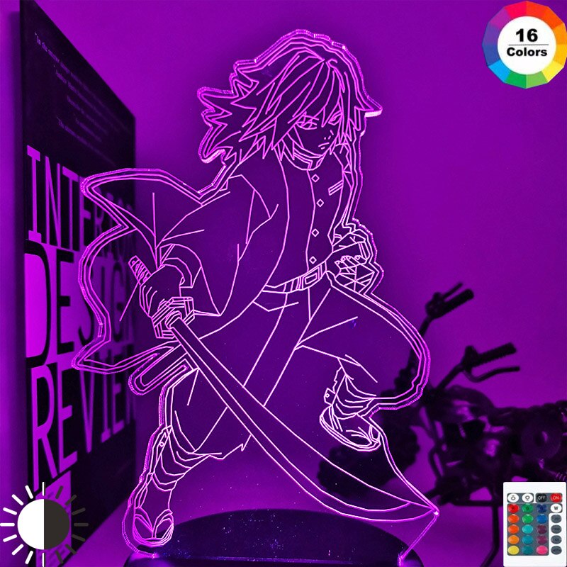 Anime Kimetsu No Yaiba Giyu Tomioka Light for Bedroom Decor Child Kids Birthday Gift Manga Gadget Giyuu Lamp Demon Slayer - TIKIJTRONICS # 0