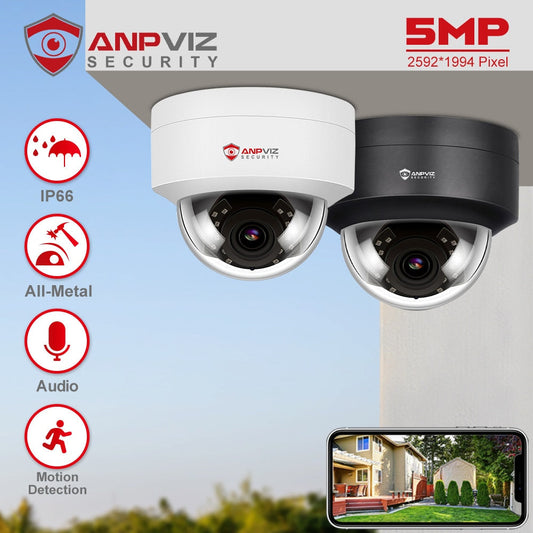 Anpviz 5MP IP Camera Outdoor POE Dome Security Protection Built-in Microphone IP66 IR 30m CCTV Video Camera H.265 Danale APP P2P - TIKIJTRONICS # 0