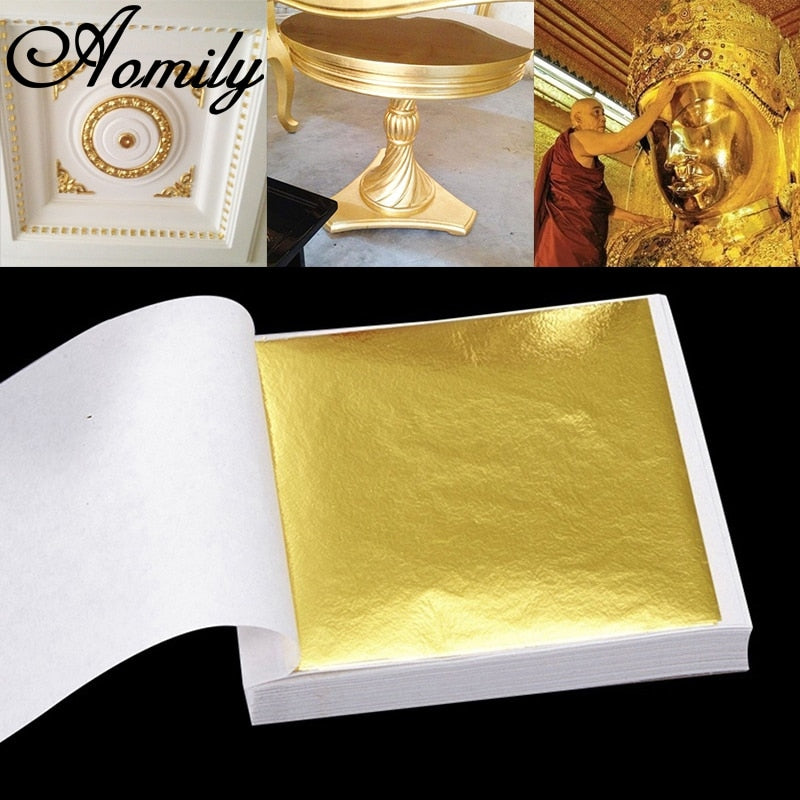 Aomily 9x9cm 100 Sheets Practical K Pure Shiny Gold Leaf for Gilding Funiture Lines Wall Crafts Handicrafts Gilding Decoration - TIKIJTRONICS 0 SPECIFICATIONSType of Wholesale: Yes(>50 Pcs)Set Type: YESOrigin: Mainland ChinaOccasion: Gift,Wedding,Party,Christmas,Anniversary,Halloween,Birthday,OfficeModel Number: Gold foilMaterial: Metal TIKIJTRONICS  (Store description)