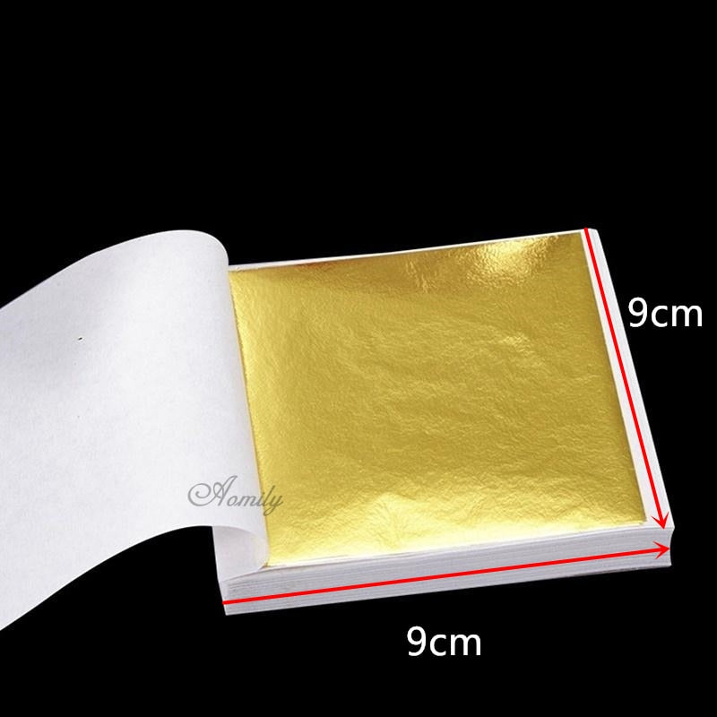 Aomily 9x9cm 100 Sheets Practical K Pure Shiny Gold Leaf for Gilding Funiture Lines Wall Crafts Handicrafts Gilding Decoration - TIKIJTRONICS 0 SPECIFICATIONSType of Wholesale: Yes(>50 Pcs)Set Type: YESOrigin: Mainland ChinaOccasion: Gift,Wedding,Party,Christmas,Anniversary,Halloween,Birthday,OfficeModel Number: Gold foilMaterial: Metal TIKIJTRONICS  (Store description)