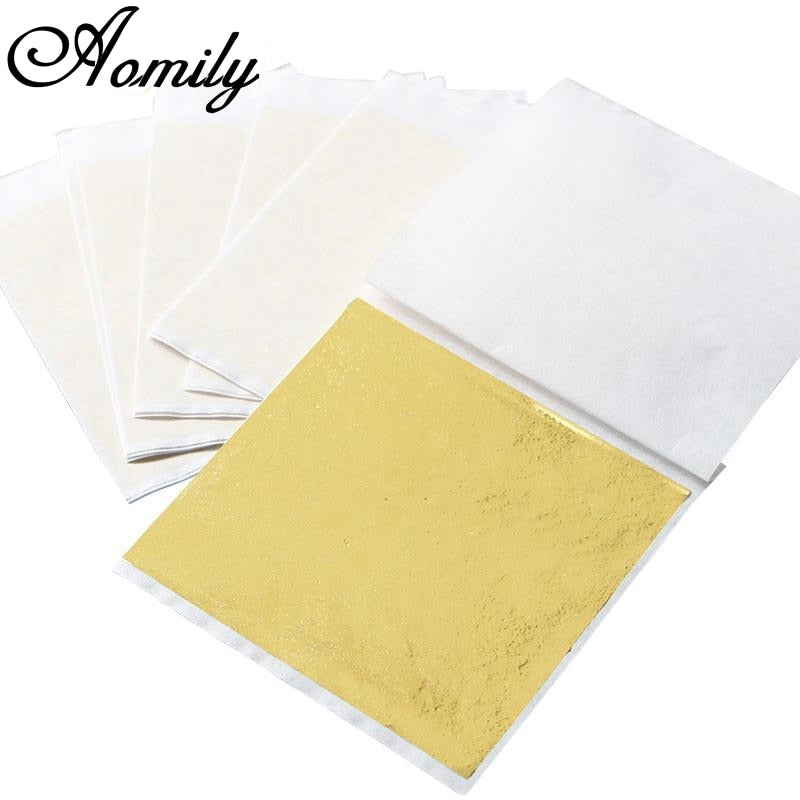 Aomily 9x9cm 100 Sheets Practical K Pure Shiny Gold Leaf for Gilding Funiture Lines Wall Crafts Handicrafts Gilding Decoration - TIKIJTRONICS 0 SPECIFICATIONSType of Wholesale: Yes(>50 Pcs)Set Type: YESOrigin: Mainland ChinaOccasion: Gift,Wedding,Party,Christmas,Anniversary,Halloween,Birthday,OfficeModel Number: Gold foilMaterial: Metal TIKIJTRONICS  (Store description)