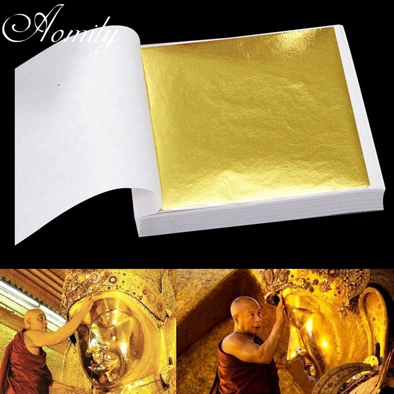 Aomily 9x9cm 100 Sheets Practical K Pure Shiny Gold Leaf for Gilding Funiture Lines Wall Crafts Handicrafts Gilding Decoration - TIKIJTRONICS 0 SPECIFICATIONSType of Wholesale: Yes(>50 Pcs)Set Type: YESOrigin: Mainland ChinaOccasion: Gift,Wedding,Party,Christmas,Anniversary,Halloween,Birthday,OfficeModel Number: Gold foilMaterial: Metal TIKIJTRONICS  (Store description)