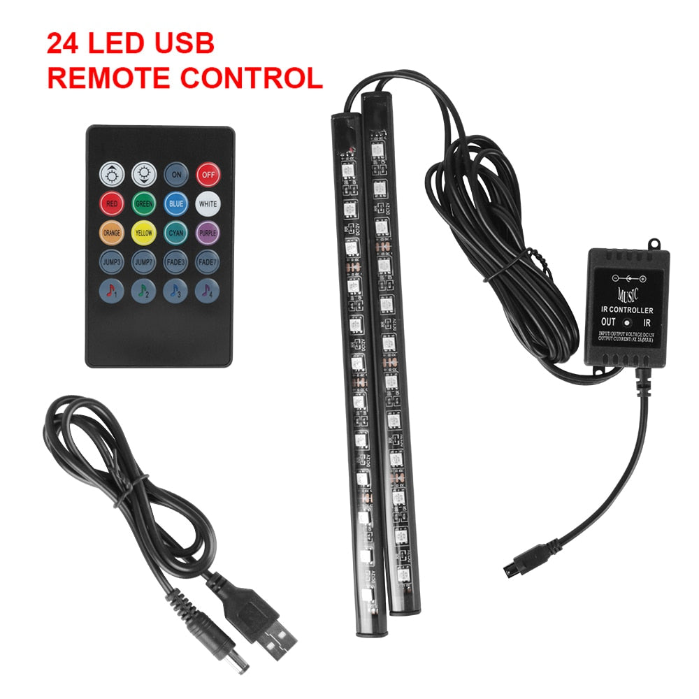 Automotive Interior Decorative Lights LED Car Foot Light 24/36/48/72 LED Atmosphere Lamp Ambient Lamp Remote/Voice Control - Premium 0 from TIKIJTRONICS - Just $4.65! Shop now at TIKIJTRONICS