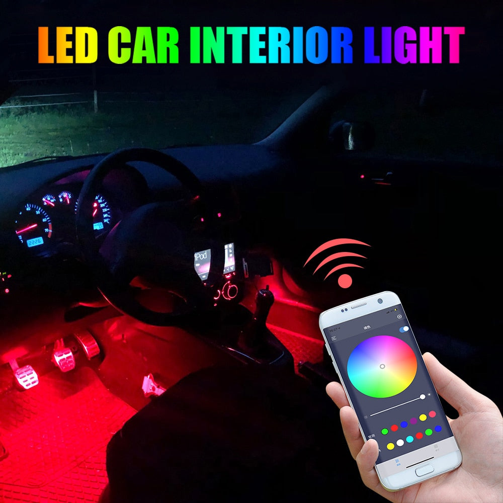 Automotive Interior Decorative Lights LED Car Foot Light 24/36/48/72 LED Atmosphere Lamp Ambient Lamp Remote/Voice Control - Premium 0 from TIKIJTRONICS - Just $4.65! Shop now at TIKIJTRONICS