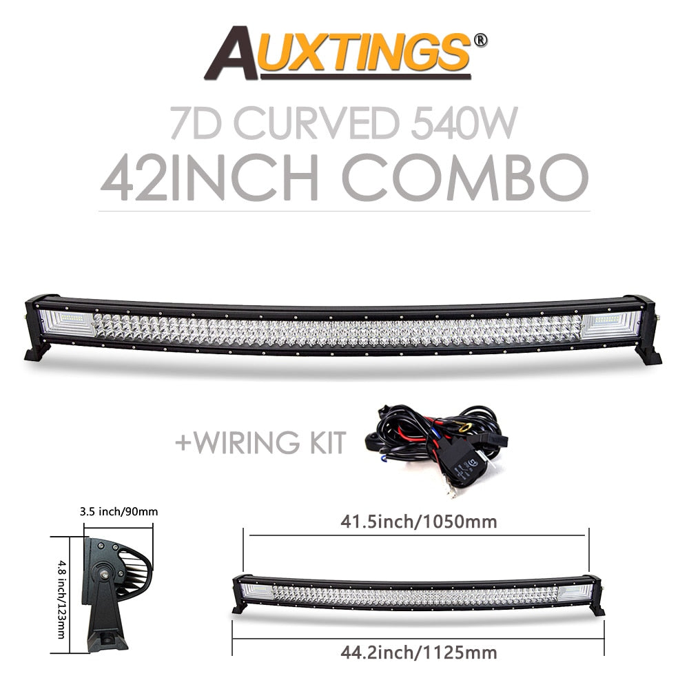 Auxtings 22 32 42 50 52'' Inch Curved Led Light Bar COMBO Led Work light 3D 7D bar Driving Offroad Car Truck 4x4 SUV ATV 12V 24V - TIKIJTRONICS 0 SPECIFICATIONSWorking Temperature: -40-85 degree CelsiusType: Light BarShape: CurvedRows: Dual RowPosition: SidesOrigin: Mainland ChinaLength: 21 32 42 52 inchIngress Protection: IP67External Testing Certification: ceColor Temperature: 6000KBrand Name: AuxtingsBeam Angle: Combo210236161: 202544808 TIKIJTRONICS  (Store description)