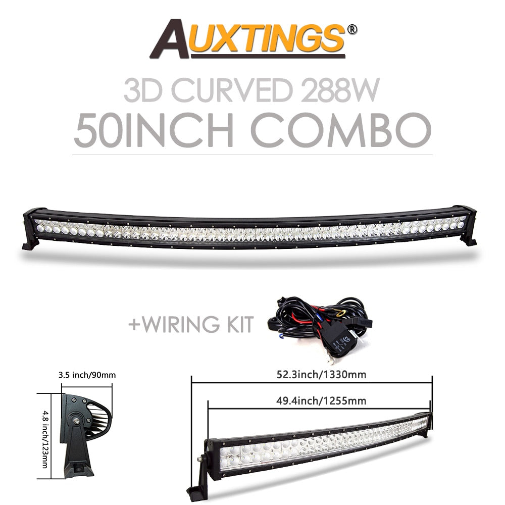 Auxtings 22 32 42 50 52'' Inch Curved Led Light Bar COMBO Led Work light 3D 7D bar Driving Offroad Car Truck 4x4 SUV ATV 12V 24V - TIKIJTRONICS 0 SPECIFICATIONSWorking Temperature: -40-85 degree CelsiusType: Light BarShape: CurvedRows: Dual RowPosition: SidesOrigin: Mainland ChinaLength: 21 32 42 52 inchIngress Protection: IP67External Testing Certification: ceColor Temperature: 6000KBrand Name: AuxtingsBeam Angle: Combo210236161: 202544808 TIKIJTRONICS  (Store description)