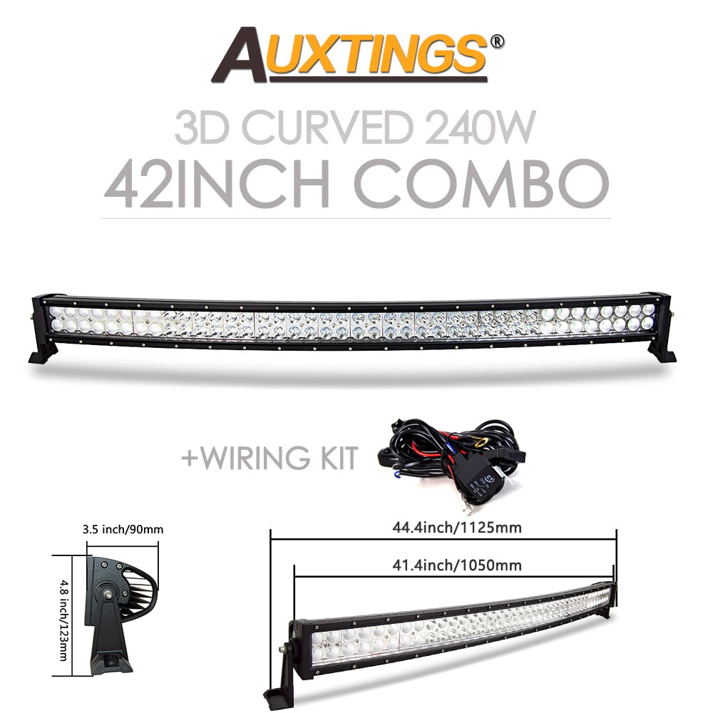 Auxtings 22 32 42 50 52'' Inch Curved Led Light Bar COMBO Led Work light 3D 7D bar Driving Offroad Car Truck 4x4 SUV ATV 12V 24V - TIKIJTRONICS 0 SPECIFICATIONSWorking Temperature: -40-85 degree CelsiusType: Light BarShape: CurvedRows: Dual RowPosition: SidesOrigin: Mainland ChinaLength: 21 32 42 52 inchIngress Protection: IP67External Testing Certification: ceColor Temperature: 6000KBrand Name: AuxtingsBeam Angle: Combo210236161: 202544808 TIKIJTRONICS  (Store description)