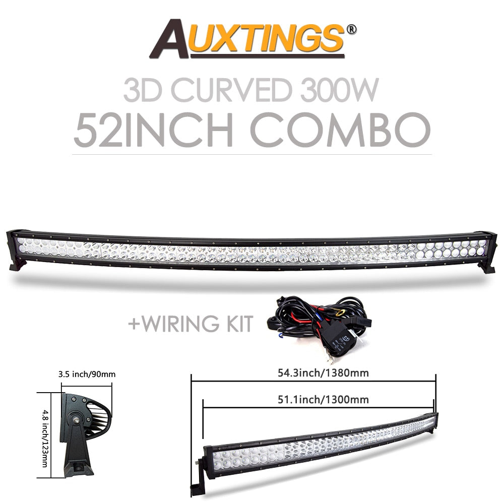 Auxtings 22 32 42 50 52'' Inch Curved Led Light Bar COMBO Led Work light 3D 7D bar Driving Offroad Car Truck 4x4 SUV ATV 12V 24V - TIKIJTRONICS 0 SPECIFICATIONSWorking Temperature: -40-85 degree CelsiusType: Light BarShape: CurvedRows: Dual RowPosition: SidesOrigin: Mainland ChinaLength: 21 32 42 52 inchIngress Protection: IP67External Testing Certification: ceColor Temperature: 6000KBrand Name: AuxtingsBeam Angle: Combo210236161: 202544808 TIKIJTRONICS  (Store description)