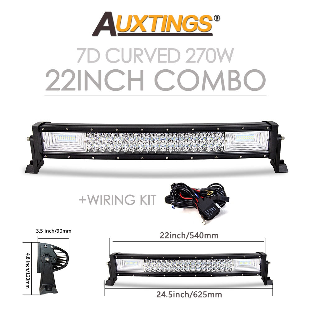 Auxtings 22 32 42 50 52'' Inch Curved Led Light Bar COMBO Led Work light 3D 7D bar Driving Offroad Car Truck 4x4 SUV ATV 12V 24V - TIKIJTRONICS 0 SPECIFICATIONSWorking Temperature: -40-85 degree CelsiusType: Light BarShape: CurvedRows: Dual RowPosition: SidesOrigin: Mainland ChinaLength: 21 32 42 52 inchIngress Protection: IP67External Testing Certification: ceColor Temperature: 6000KBrand Name: AuxtingsBeam Angle: Combo210236161: 202544808 TIKIJTRONICS  (Store description)