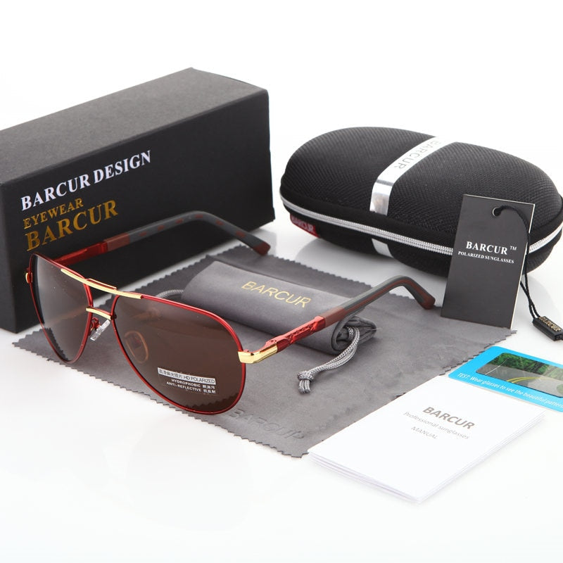 BARCUR Men sunglasses Polarized UV400 Protection Driving Sun Glasses Women Male Oculos de sol - TIKIJTRONICS 0 SPECIFICATIONSStyle: PilotOrigin: Mainland ChinaModel Number: BC8768Lenses Optical Attribute: MIRROR,UV400,POLARIZEDLenses Material: PolycarbonateLens Width: 63mmLens Height: 52mmItem Type: EyewearGender: MENFrame Material: Stainless SteelEyewear Type: SunglassesDepartment Name: AdultCertification: CEBrand Name: BARCUR TIKIJTRONICS  (Store description)