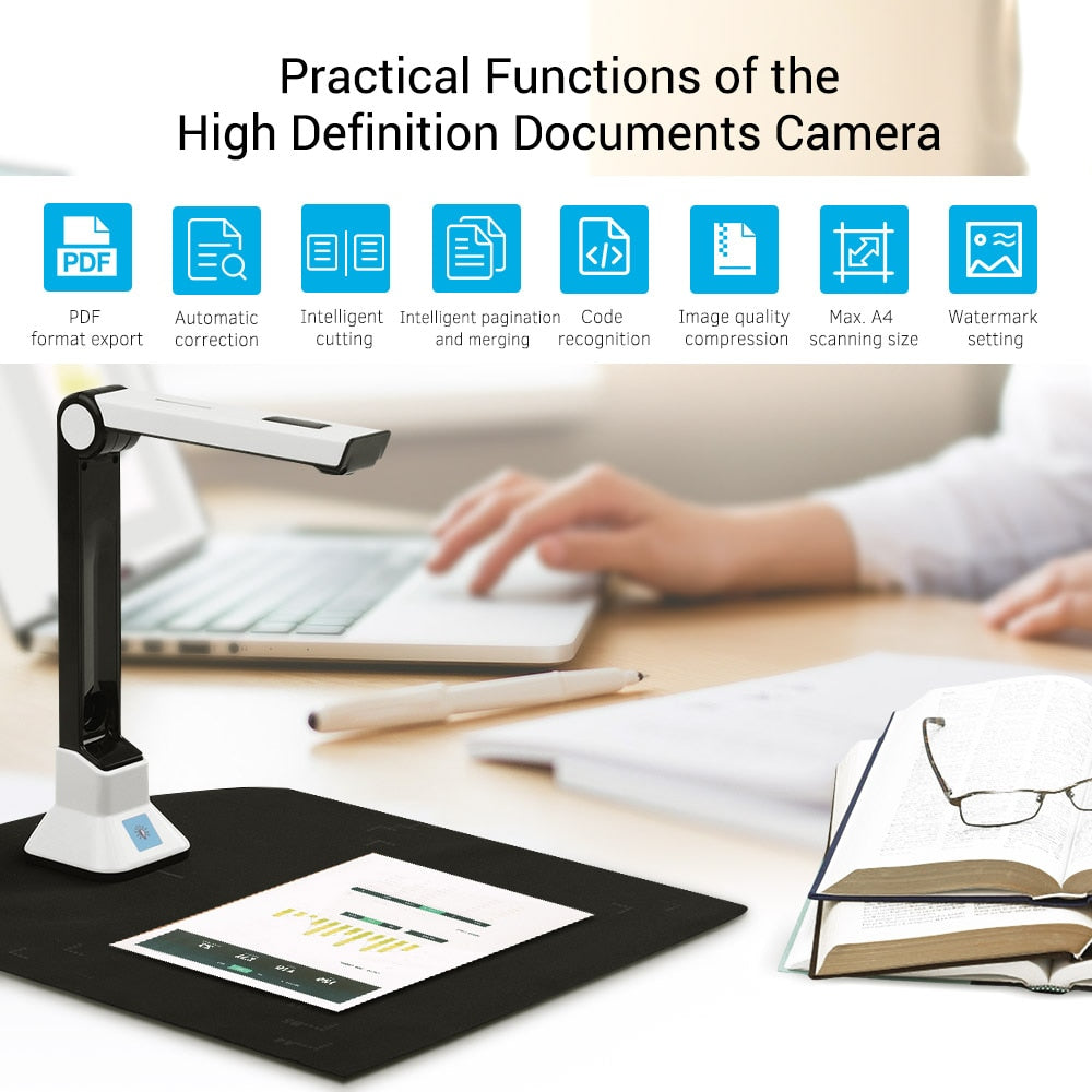 BK50 Portable 10 Mega-pixel High Definition Book Scanner Capture Size A4 Document Camera for File Recognition Scanner - TIKIJTRONICS # 0