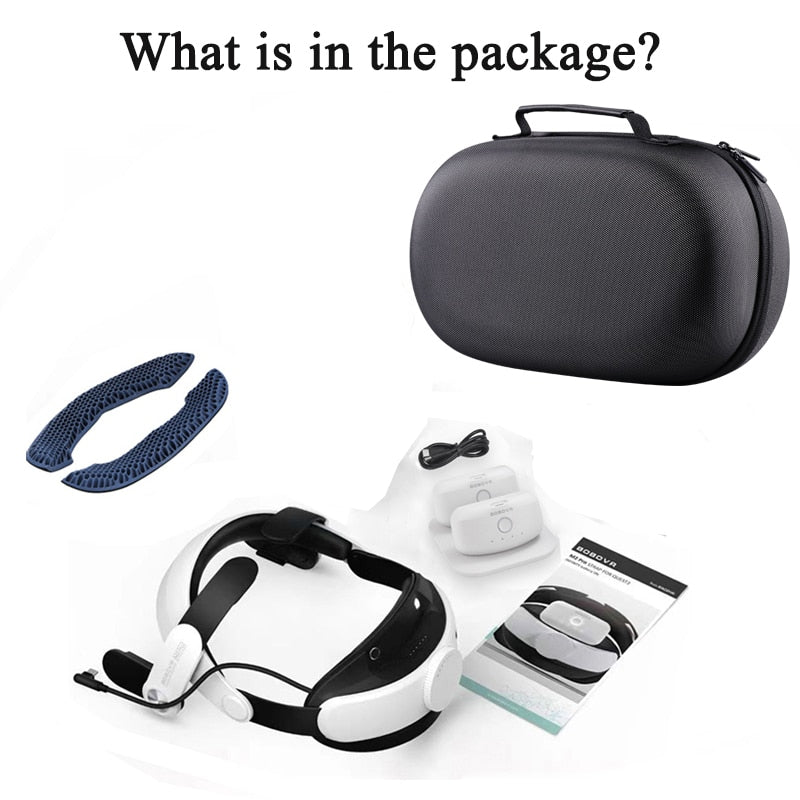 BOBOVR M2 Pro Twin Battery Head Strap Compatible with Oculus Quest2 with Ultra-Thin Twin Charger Station Chaging Replace Battery - TIKIJTRONICS 0 SPECIFICATIONSWeight: 1100gType: PADPackage: YesOrigin: Mainland ChinaModel Number: M2PRO-BD2-1Compatible Model: Compatible with Oculus Quest2Compatible Brand: Compatible with Oculus Quest2Brand Name: bobovr TIKIJTRONICS  (Store description)