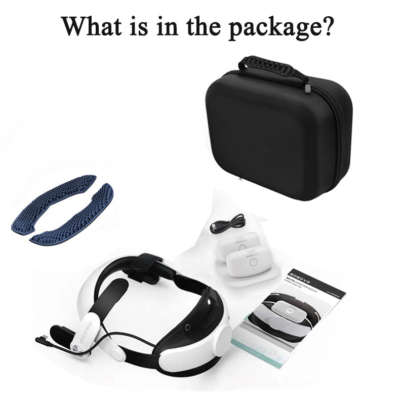 BOBOVR M2 Pro Twin Battery Head Strap Compatible with Oculus Quest2 with Ultra-Thin Twin Charger Station Chaging Replace Battery - TIKIJTRONICS 0 SPECIFICATIONSWeight: 1100gType: PADPackage: YesOrigin: Mainland ChinaModel Number: M2PRO-BD2-1Compatible Model: Compatible with Oculus Quest2Compatible Brand: Compatible with Oculus Quest2Brand Name: bobovr TIKIJTRONICS  (Store description)