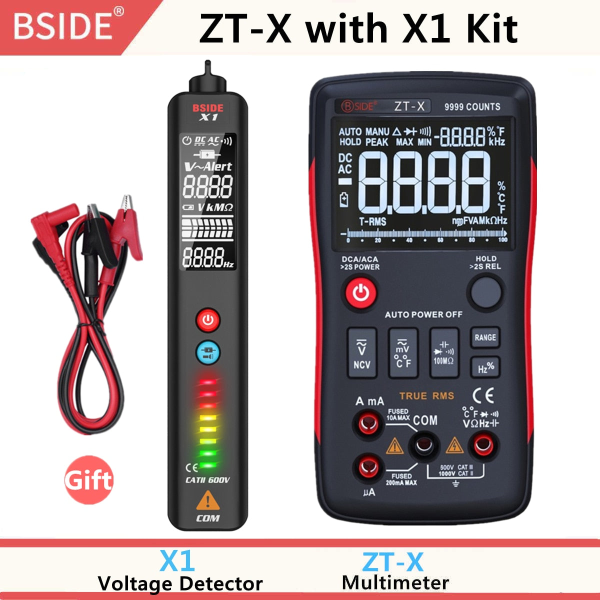 BSIDE ZT-X True RMS Digital Multimeter 3-Line Triple Display 9999 Counts AC/DC Voltage Temperature Capacitance Tester DMM ZT301 - Premium 0 from TIKIJTRONICS - Just $25.55! Shop now at TIKIJTRONICS