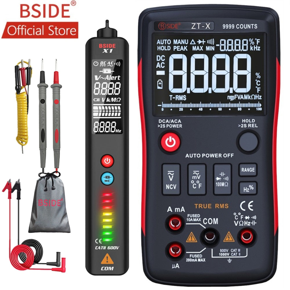 BSIDE ZT-X True RMS Digital Multimeter 3-Line Triple Display 9999 Counts AC/DC Voltage Temperature Capacitance Tester DMM ZT301 - Premium 0 from TIKIJTRONICS - Just $25.55! Shop now at TIKIJTRONICS