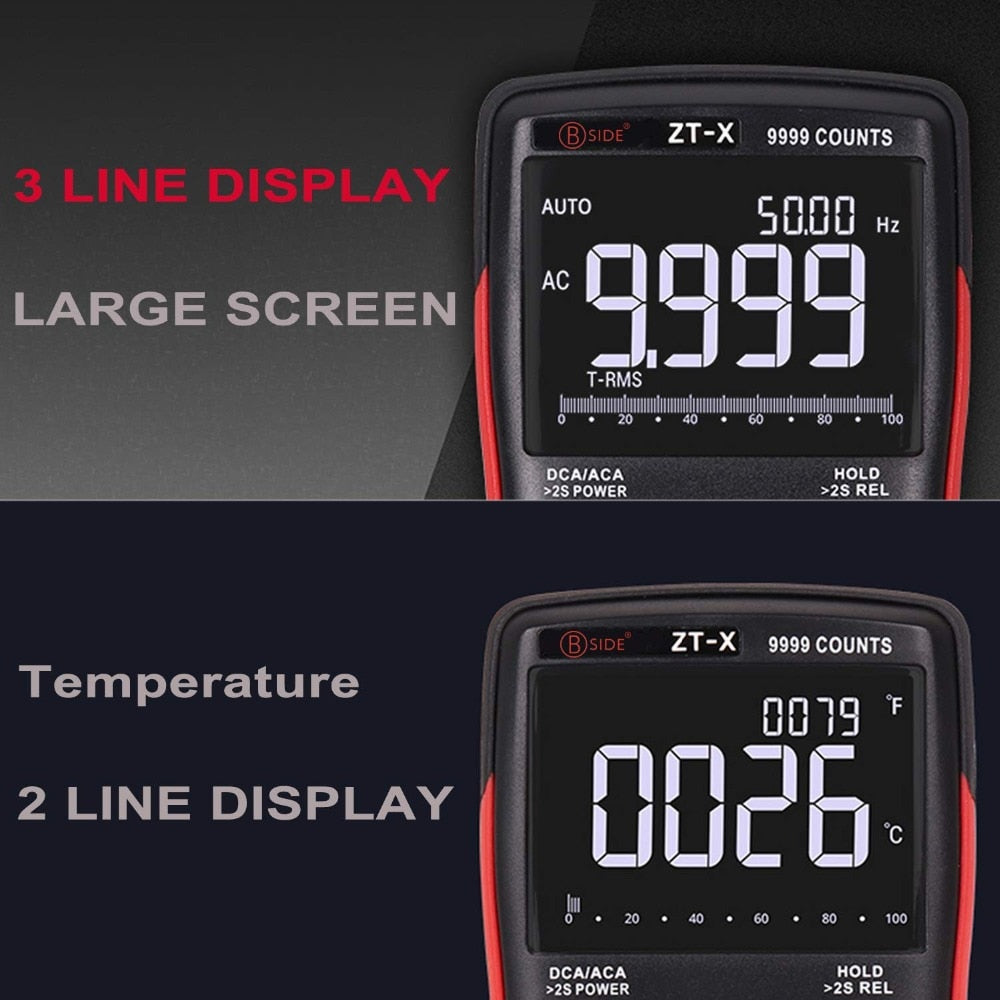 BSIDE ZT-X True RMS Digital Multimeter 3-Line Triple Display 9999 Counts AC/DC Voltage Temperature Capacitance Tester DMM ZT301 - Premium 0 from TIKIJTRONICS - Just $25.55! Shop now at TIKIJTRONICS