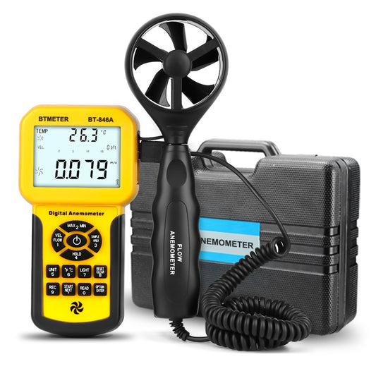 BTMETER 846A Pro HVAC Anemometer Measures Wind Speed Wind Flow Wind Temp Tester CFM Air Flow Velocity Meter with Backlight - TIKIJTRONICS 0 SPECIFICATIONSType: AnemometerOrigin: Mainland ChinaModel Number: BT-846ABrand Name: BTMETER TIKIJTRONICS  (Store description)