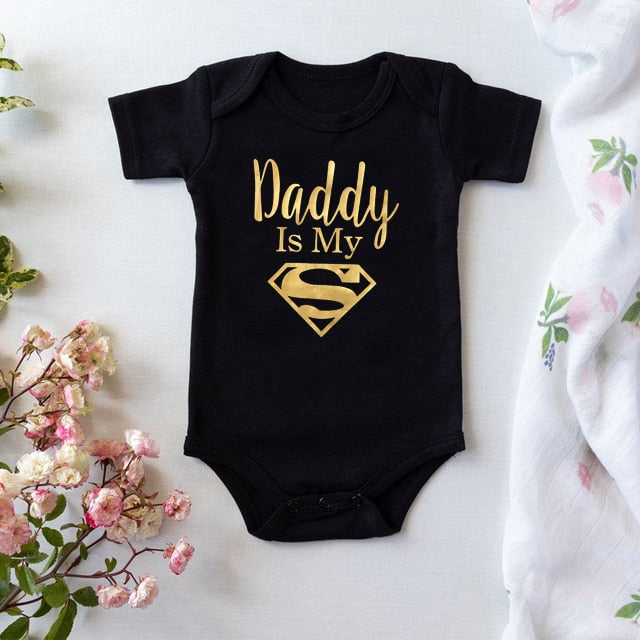 Baby Rompers Newborn Baby Boys Girls Clothes Daddy Is My Hero Funny Print Infant Baby Jumpsuit Cute Casual Baby Sleepwear - TIKIJTRONICS # 0