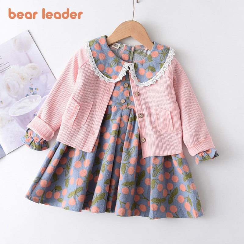 Bear Leader Girls Flowers Party Dress 2023 New Autumn Children Casual Costumes Kids Floral Vestidos Retro Todderl Baby Outfits - TIKIJTRONICS # 0